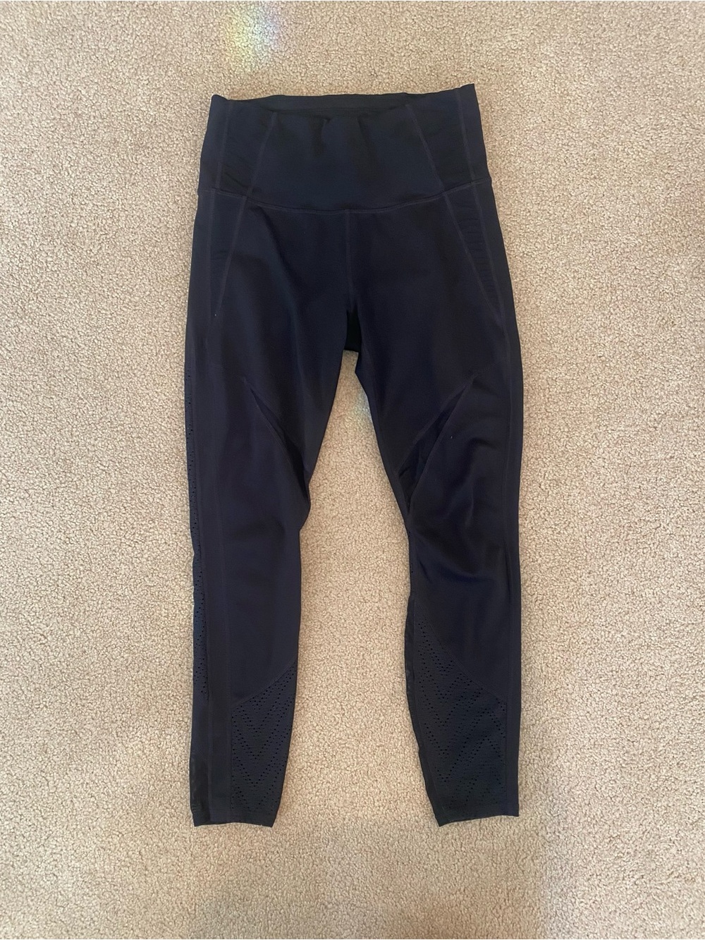 Athleta High-Rise Black Ankle Leggings Mesh Stretch Size S Women
